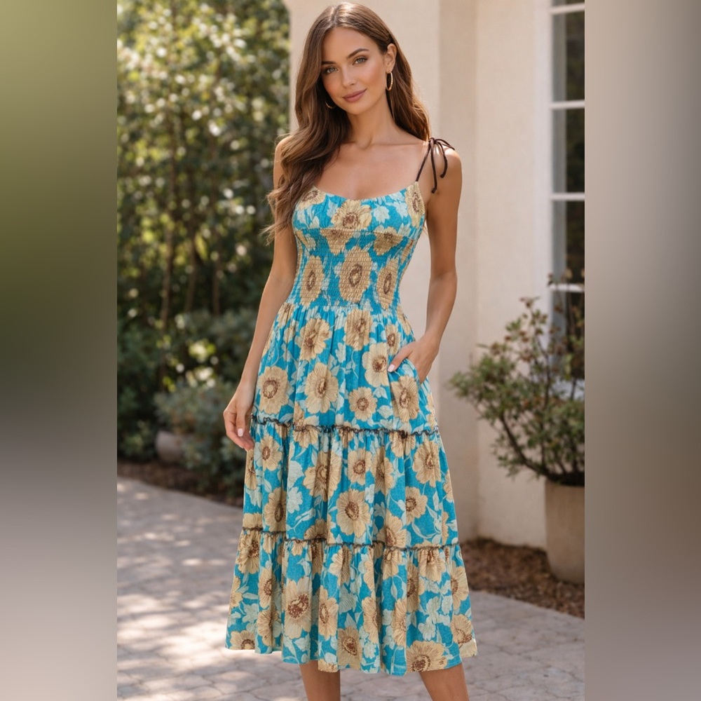 NWT Free People Adriel Floral Print V-Neck Sleeveless Tiere.